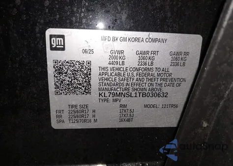 2026 Chevrolet Trailblazer Awd Ls from USA, damaged, VIN KL79MNSL1TB030632